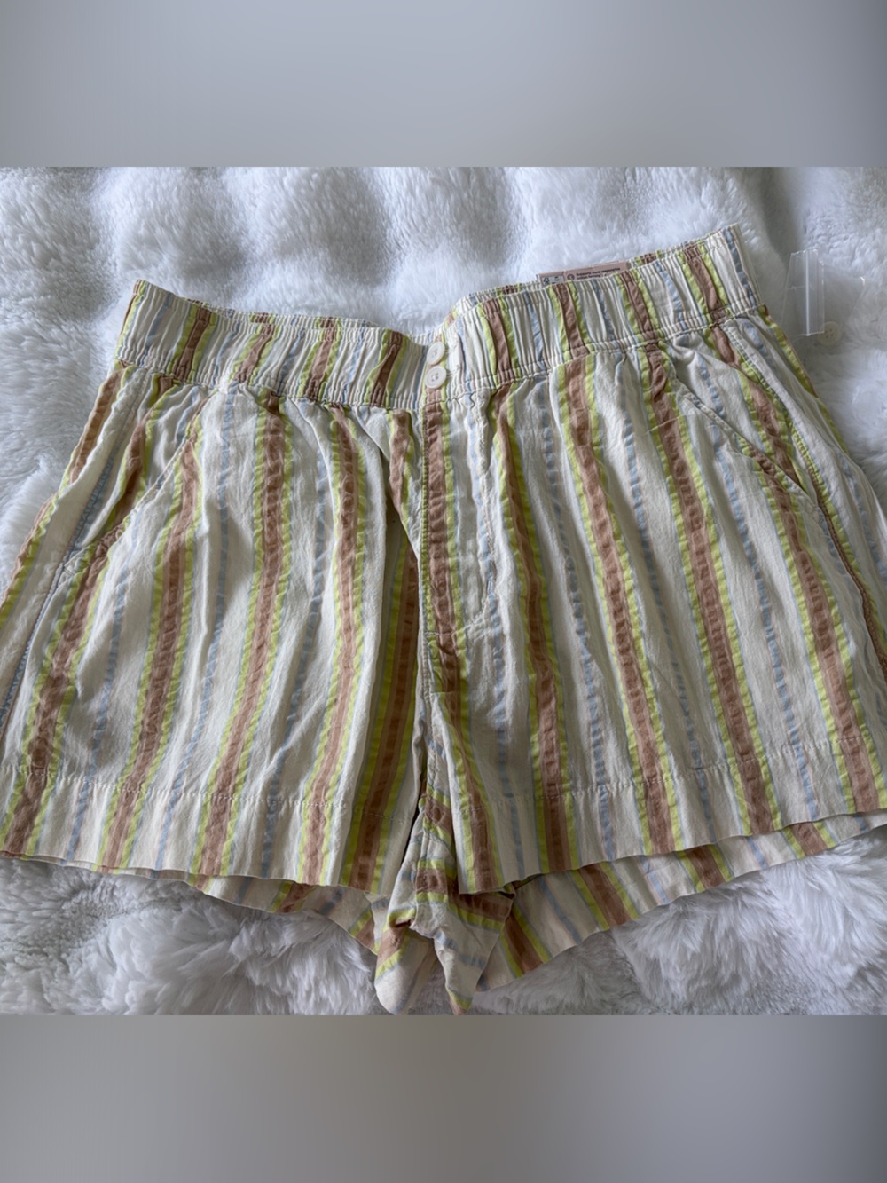 SO Pastel Striped Elastic-Waist Women’s Shorts